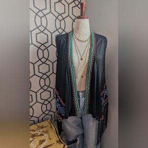 🖤Umgee Black Kimono with Vibrant Embroidery🖤